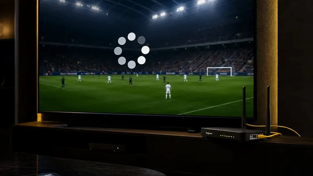 outer con cable Ethernet junto a una Smart TV para evitar cortes de IPTV
